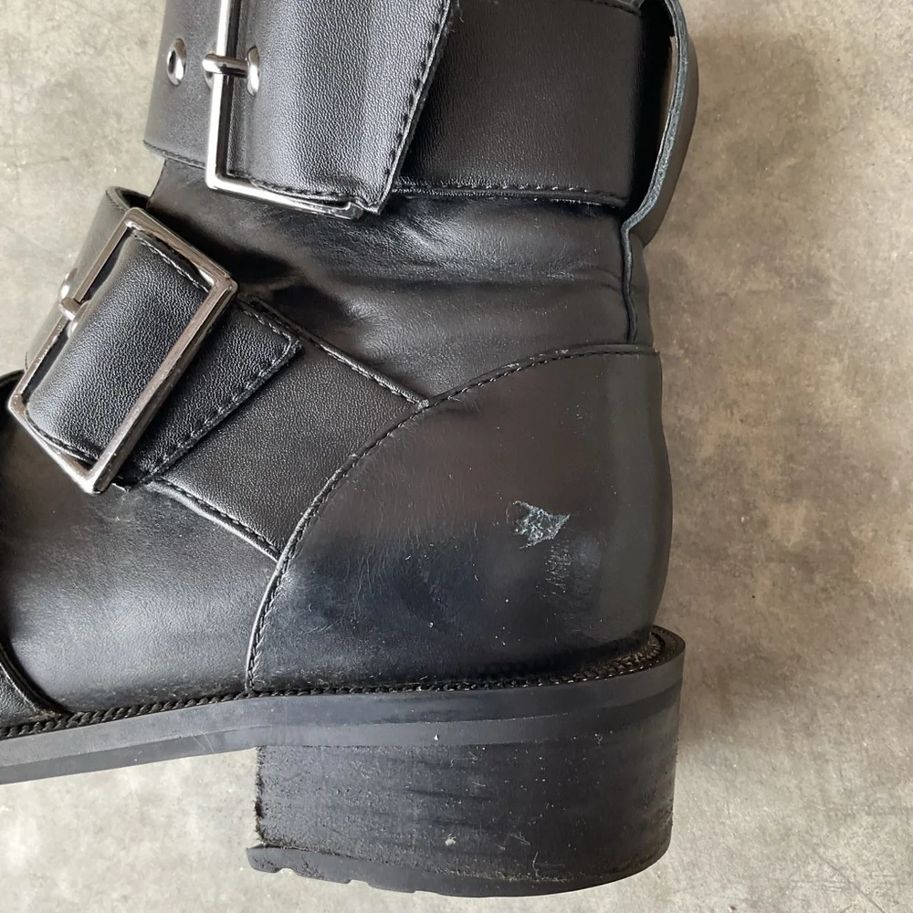 Blondo Black Double Buckle Combat Boots Size 7.5 - Picture 13 of 14